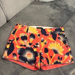 J. Crew Factory High Waist Floral Shorts - Red and Black